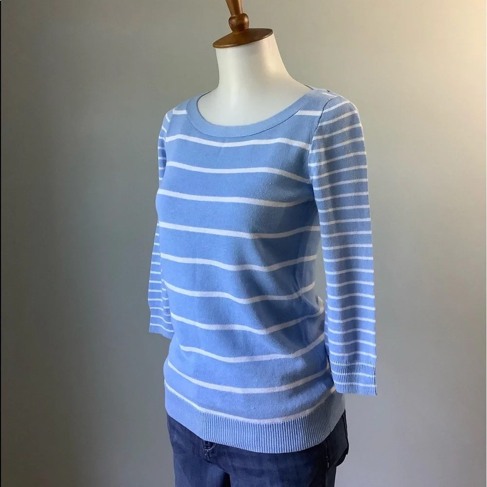 ⭐️ J. Crew Linen Blend Blue and White Striped Sweater Size XXS